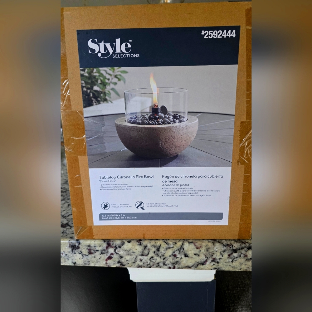 NWT Tabletop Citronella Fire Bowl centerpiece